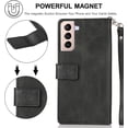 thumbnail image 4 of Wallet Case for Samsung Galaxy S22 Series, 5 Card Slots Protective Case Magnetic Closure Zipper Pocket Handbag PU Leather Flip Folio Case with Wrist Strap TPU Kickstand Full Protection Cover, 4 of 18