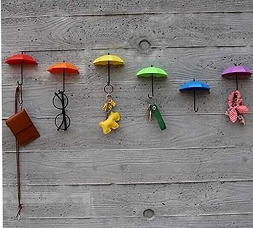 3pcs Multifunctional Adhesive Umbrella Wall Hooks Key Wall Holder Organizer Decorative Wall Hanging Hooks Key Hangers