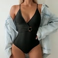 thumbnail image 5 of UJNDER Womens Swimsuits One-Piece Conservative Strapless Solid Color Beach and Spa Swimsuit Bathing Suit for Women Black M, 5 of 8