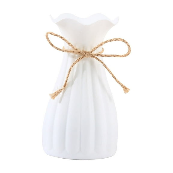 BODOAO White Plastic Ruffle Vase, Unbreakable Small Mini Flower Vase for Pampas Calla Lily Tulip, 6.3 Inches, Minimalism Modern Style for Home Living Room Dining Table Farmhouse Office Decor