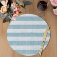 thumbnail image 3 of Blue Striped Round 15 Inch Placemats Set of 8, Rustic Farmhouse Stripes HeatResistant Non Slip Place Mats for Dining Table, Wipeable Braided Kitchen Table Mats for Housewarming, 3 of 9