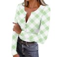 thumbnail image 2 of SDNall Women's Stretch Casual Long Sleeve V-Neck Top, Striped Ribbed Knit Button-Down Blouse, 2 of 9
