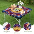 thumbnail image 4 of Colorful Tie Dye Flower Mandala Pattern Square Fitted Tablecloth with Elastic Edge,Square Table Cover,Washable Elastic Table Cover for Home Kitchen Party Decor 34"x34", 4 of 6