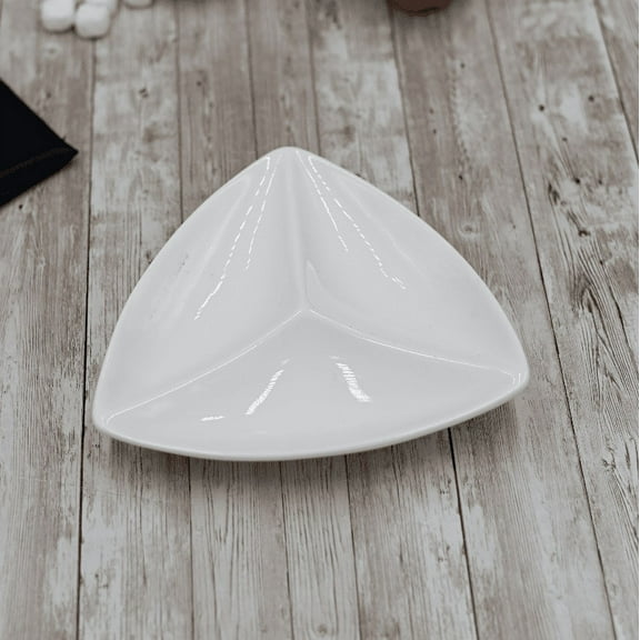 WILMAX FINE PORCELAIN SET OF DIVIDED TRIANGULAR DISHES (8" / SET OF 6)