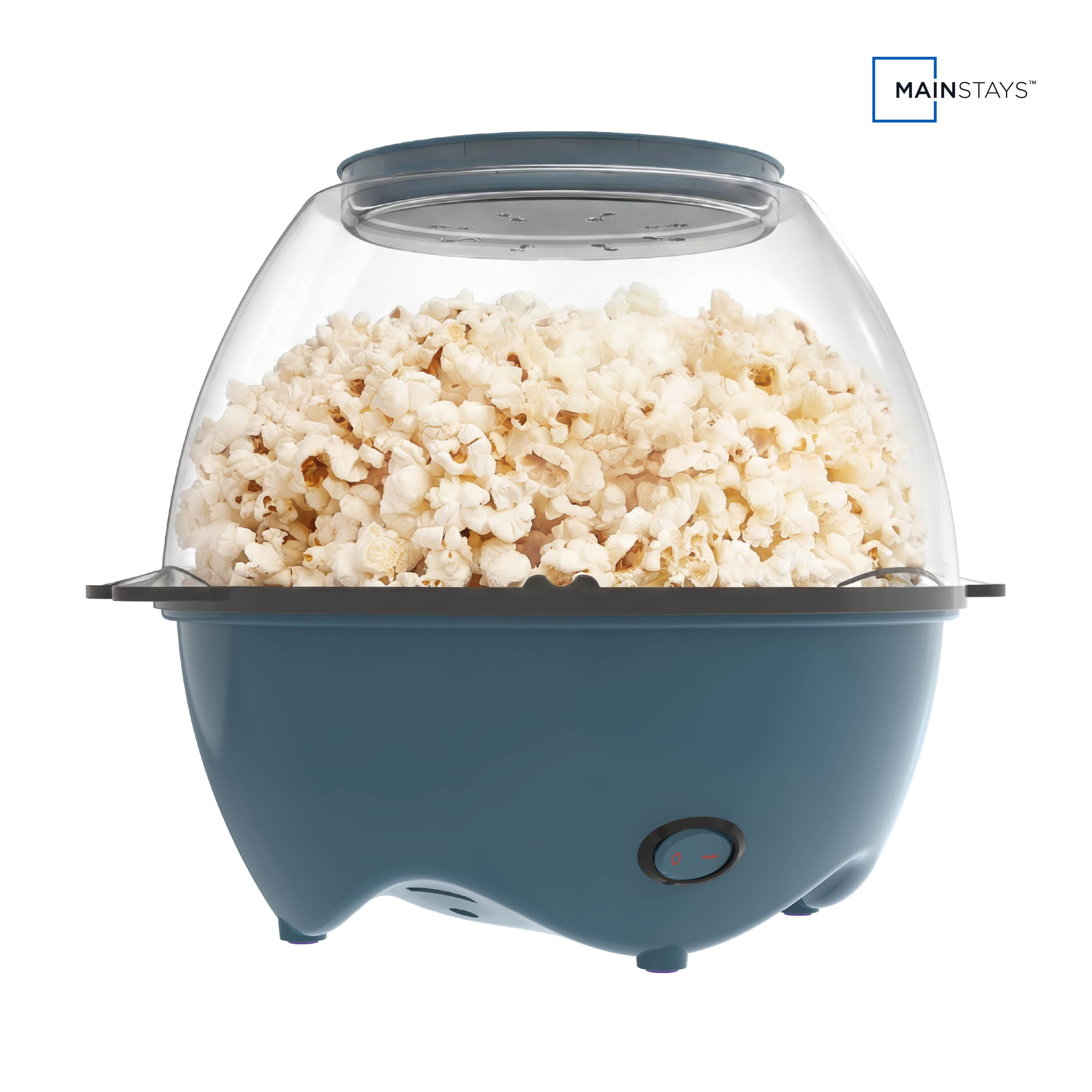 Mainstays 18-Cup Popcorn Machine, Electric Popcorn Maker Machine with Stirring Rod and 2-in-1 Serving Bowl Lid