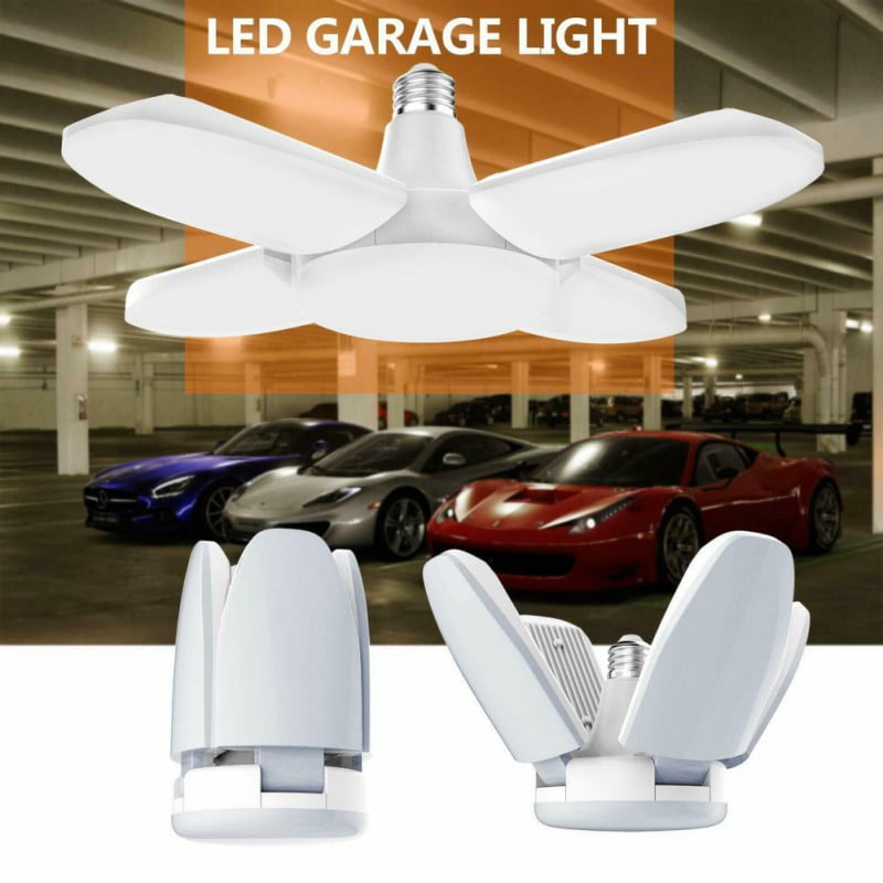 Led lights for Garage,Triple Glow Led Garage Lights Led Garage Light,4 Pack Garage Lights,6000LM Three-Leaf Garage Light,60W Led Garage Ceiling Lights,Garage Lighting Adjustable Deformable