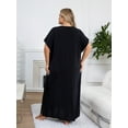 thumbnail image 3 of Black Kaftan Embroidered Dress Plus Size Short Sleeve Beachwear Nomadic Summer Outwear mumu Loungewear Comfortable Nightgown Lightweight Vacation Clothing, 3 of 7