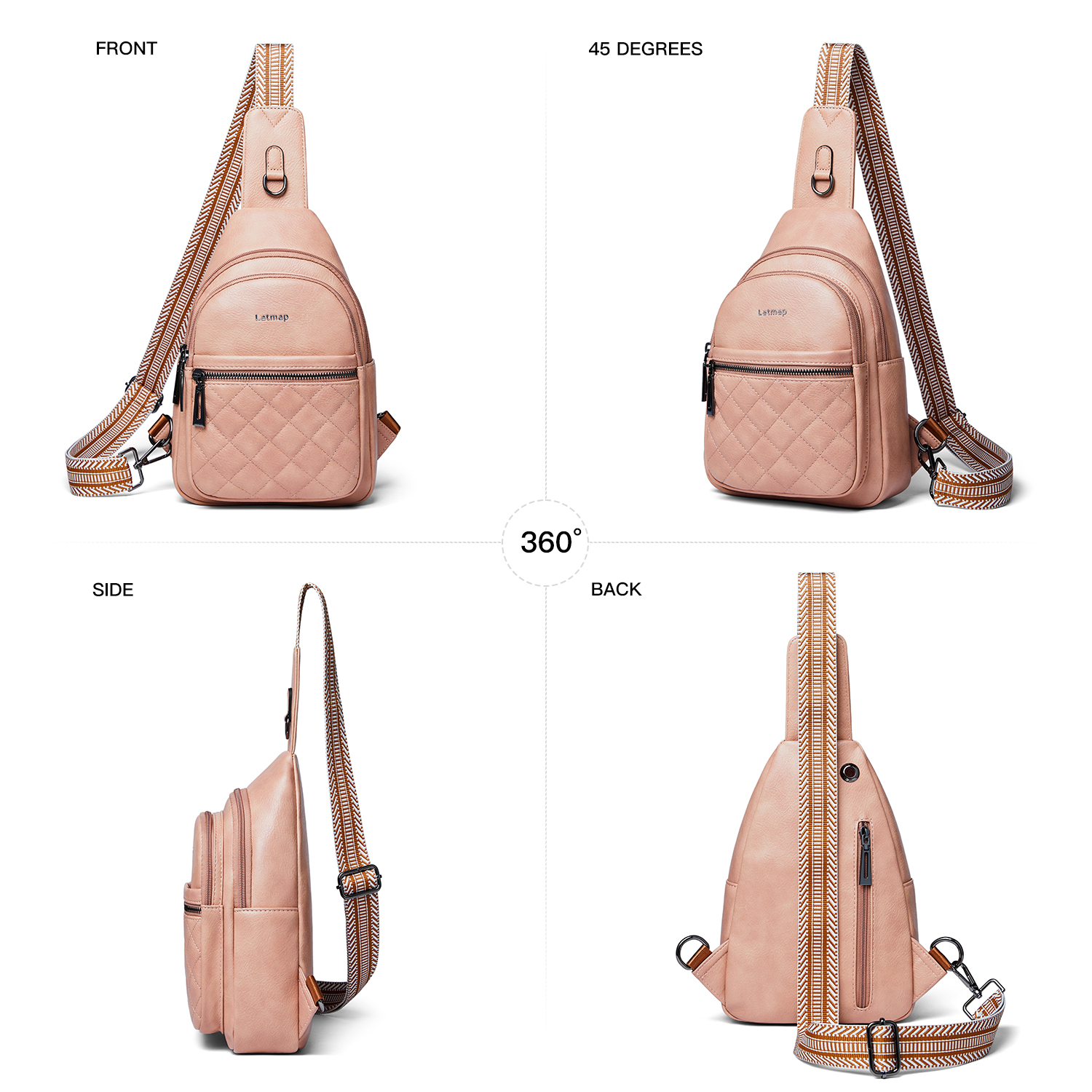 Sling Bag for Women Crossbody Fanny Pack - Lightweight Waterproof Faux Leather Purse for Travel Hiking Running Hands-Free