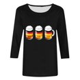 thumbnail image 4 of Yuanlook Womens Shirts 3/4 Length Sleeve Round Neck Tops Loose Fit Shirts Blouse - Black - M, 4 of 5
