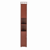 Slim Bathroom Storage Cabinet - Space Saving Organizer - Walnut