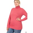 thumbnail image 2 of Zenana Plus Size Brushed Microfiber Mock Turtleneck Long Sleeve Lightweight Tee Shirt Top, 2 of 5
