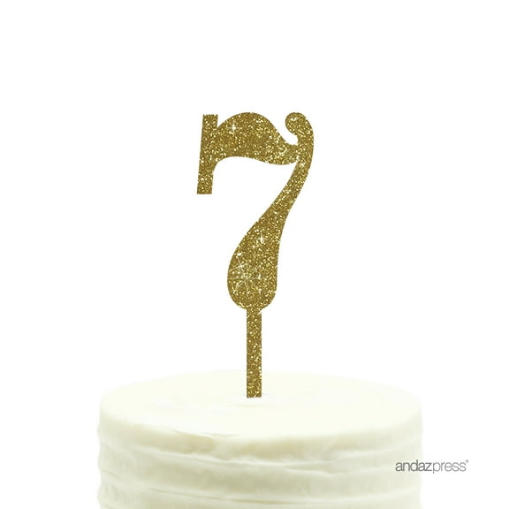 Gold Glitter  Number 7 Acrylic Birthday Cake Topper