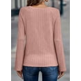 thumbnail image 4 of Mengpipi Womens Long Sleeve Shirts Casual Lightweight Pullover Crew Neck Tunic Tops Pink, XL(US 16-18), 4 of 5