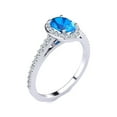 thumbnail image 2 of SuperJeweler 1 Carat Oval Shape Blue Topaz and Halo Diamond Ring In Sterling Silver For Women, 2 of 6