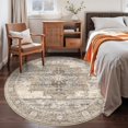thumbnail image 4 of General Washable Round Rug 5ft: Living Room Circle Rugs with Non Slip Rubber Backing Stain Resistant Indoor Carpet for Bedroom Ultra Thin Soft Floor Decor Mat 5ft Beige, 4 of 17