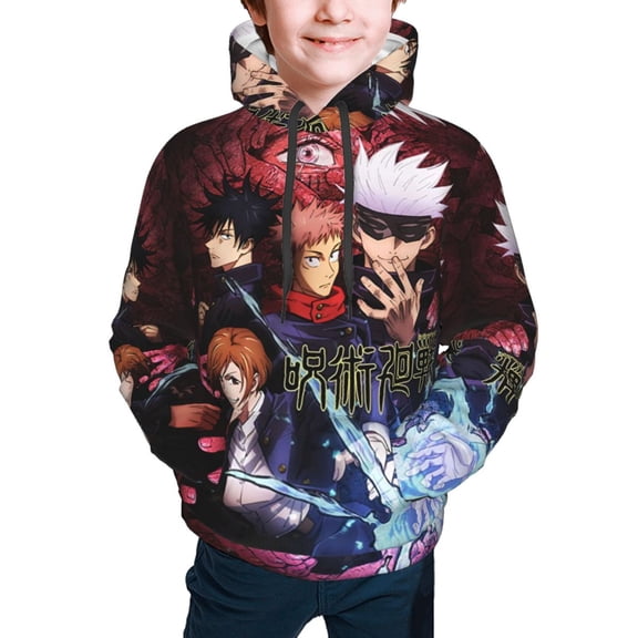 Ju-jutsu Gojo Kai-sen Kids' Hoodie 3d Print Sweatshirt Soft Pullover Hooded With Big Pockets For Boys Or Girls Small