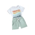 thumbnail image 2 of WIFORNT Baby Shorts Set, Short Sleeve Crew Neck Letters Print Romper with Shorts 2-piece Outfit, 2 of 7