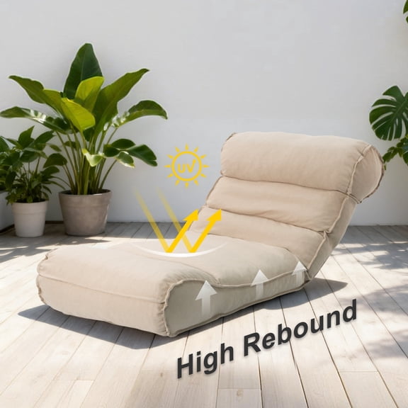Vornel 83" Adjustable Outdoor Chaise Lounge Bed with Iron Frame, Olefin Fabric Waterproof UV Resistant, 5-Position Recliner for Patio Poolside