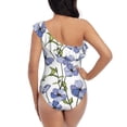 thumbnail image 6 of Yiaed Blue Flax Flowers Print Women One Piece Swimsuits Tummy Control One Shoulder Bathing Suits Pattern Ruffle Swimwear-Large, 6 of 8