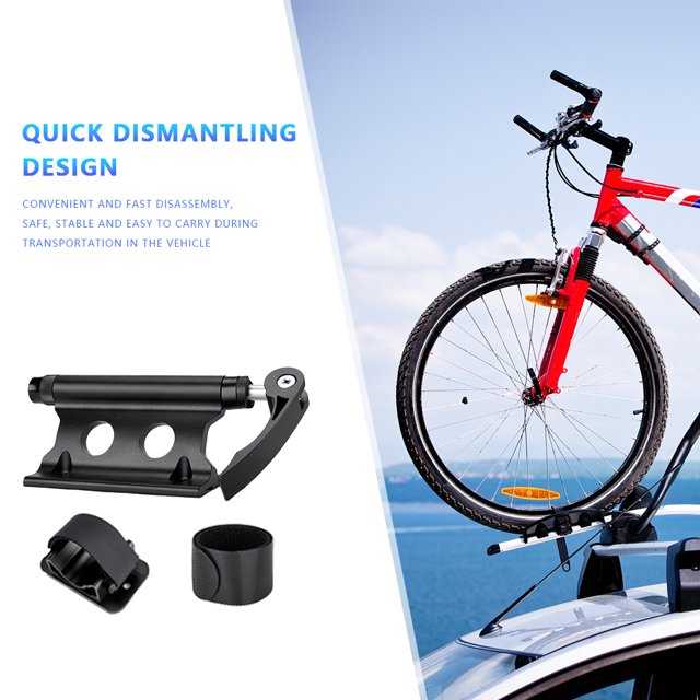 Portaequipajes para techo de bicicleta, aleación de aluminio, horquilla delantera para bicicleta, Clip fijo (juego negro)