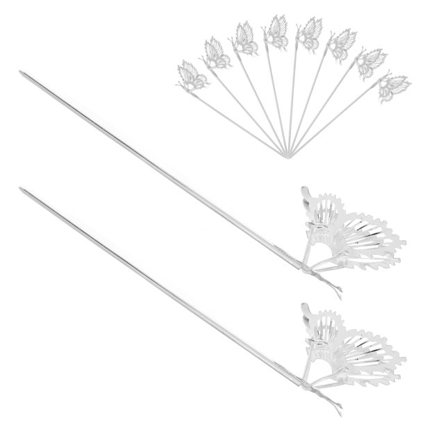 TABLETREANDS 10Pcs Silver Butterfly Hairpins Decorative Hair Sticks for Buns Wedding and Hanfu Accessories