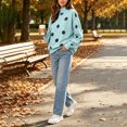 thumbnail image 5 of thefmos Women's Mock Neck Fleece Polka Dot Pullover Sweatshirt Ribbed Cuffs Long Sleeve Casual Cozy Top Fashion Fall Winter Outfit, Green L, 5 of 5