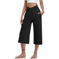 thumbnail image 2 of Huresd Capri Pants for Women, Summer Casual Pull On Womens Capris with Pockets, Women's Casual Pants & Capris, Ladies Capris Black L, 2 of 5