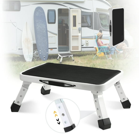 Beuway 3-Level Adjustable Height Folding Step Stool,with Anti-Slip Pedal & Rubber feet RV Step Ladder for Adult,Kid