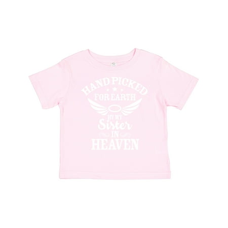 

Inktastic Handpicked for Earth by My Sister in Heaven with Angel Wings Gift Toddler Boy or Toddler Girl T-Shirt