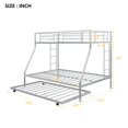 thumbnail image 3 of Twin Over Full Metal Bunk Beds with Trundle, Bunk Beds with Built-in Ladders and Safty Full-Length Guardrail, Space Saving Design, Silver, 3 of 7