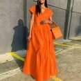 thumbnail image 2 of Cathalem Summer Dresses for Women Women's Summer Short Sleeve Casual Flowy Dress(Orange,XXL), 2 of 5