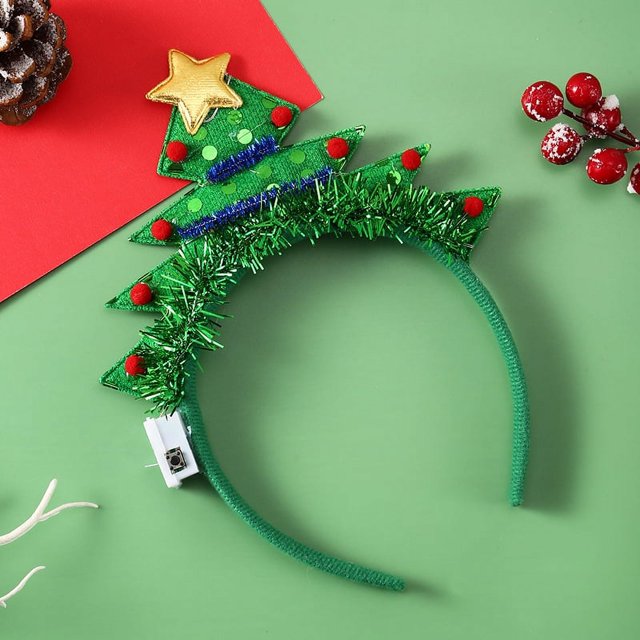 S1771 Diadema navideña transfronteriza Diadema ligera Diadema de árbol de Navidad astas sombreros intermitentes