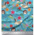 thumbnail image 1 of Soimoi Georgette Viscose Fabric Floral,Rabbit & Porcupine Cartoon Print Sewing Fabric Yard 42 Inch Wide, 1 of 1