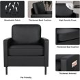 thumbnail image 5 of Coewske Set of 2 Faux Leather Accent Chair Modern Single Sofa Chair Armchair w/ Side Pockets Black, 5 of 8