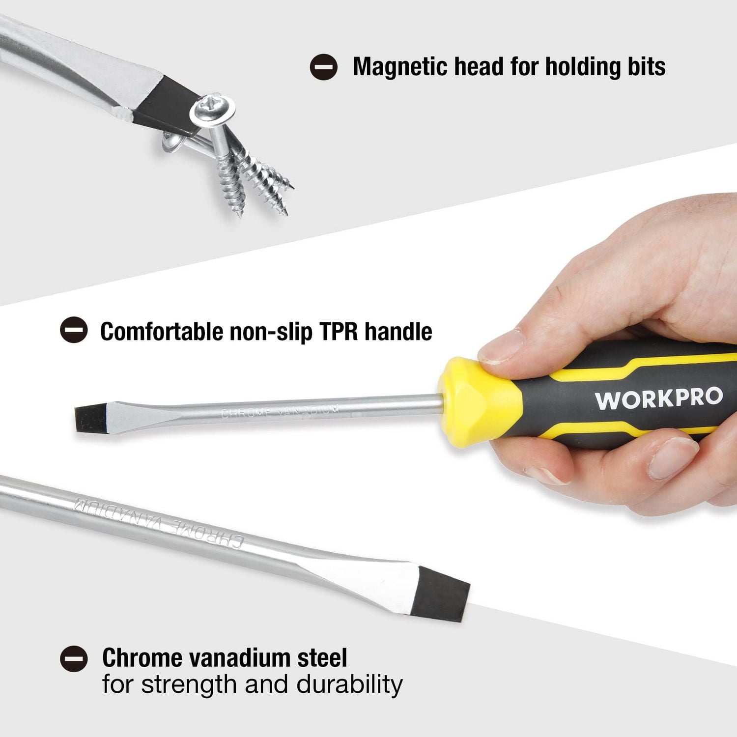 WorkPro Slotted Screwdriver 3/16 x 3"/75mm