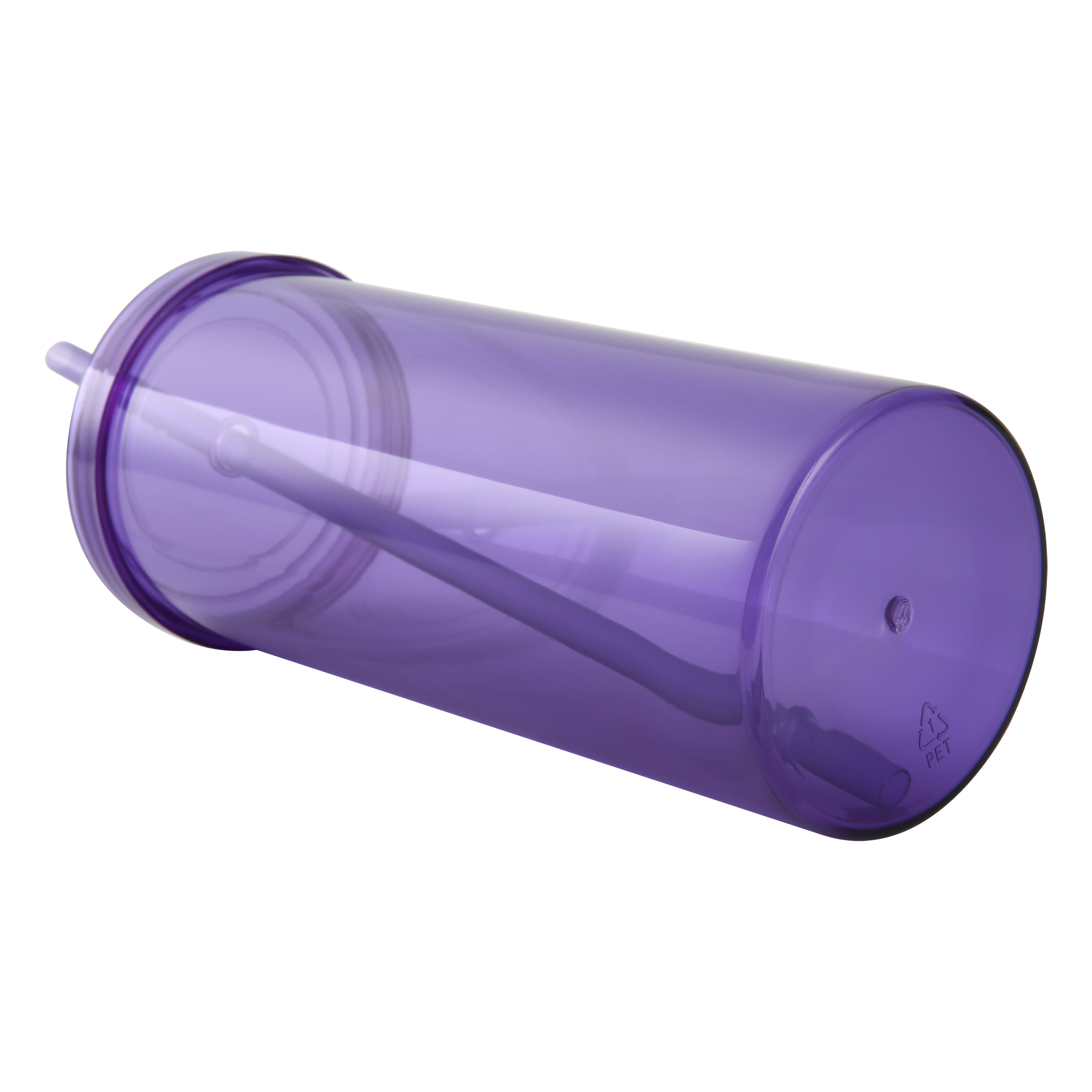 Mainstays 20oz Plastic Purple Tumbler with Screw Top Lid and Straw