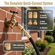 Solid Brass Garden Hose Quick Connect, 3/4 Inch Quick Connect Hose Fittings with Male Female Connectors (3SETS)
