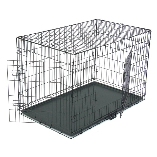Double Door Dog Crate with Divider and Tray, XLarge, 48"L Walmart