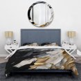 thumbnail image 3 of Designart "Reflections of Golden Waves V" Abstract Bedding Covert Set - Modern Black Bed Set With 2 Shams, 3 of 6