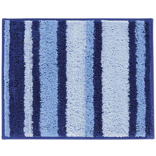 InterDesign Microfiber Stripes Bathroom Shower Rug, 21"x 17"