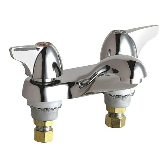 Manual Low Arc Bathroom Faucet, 8" Mount, Polished Chrome 3 Hole