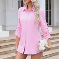 thumbnail image 3 of Uootdi Womens Button Down Long Sleeve Shirt V Neck Business Dress Slim Fitted Classic Shirts Casual Loose Roll Up Gift Work Blouse, 3 of 8