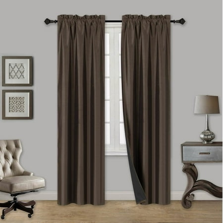 curtain rod pocket brown darkening blackout thermal lined backing foam panels tom solid piece each window