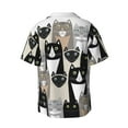 thumbnail image 2 of JUNZAN Mens Casual Button Down Shirts Short Sleeve Colors Cats Print Shirt-Large, 2 of 7