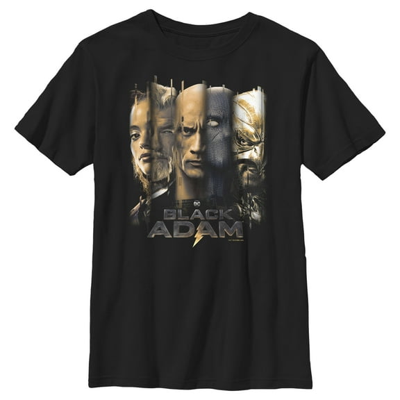 Boy's Black Adam Faces of Justice Graphic Tee Black X Small