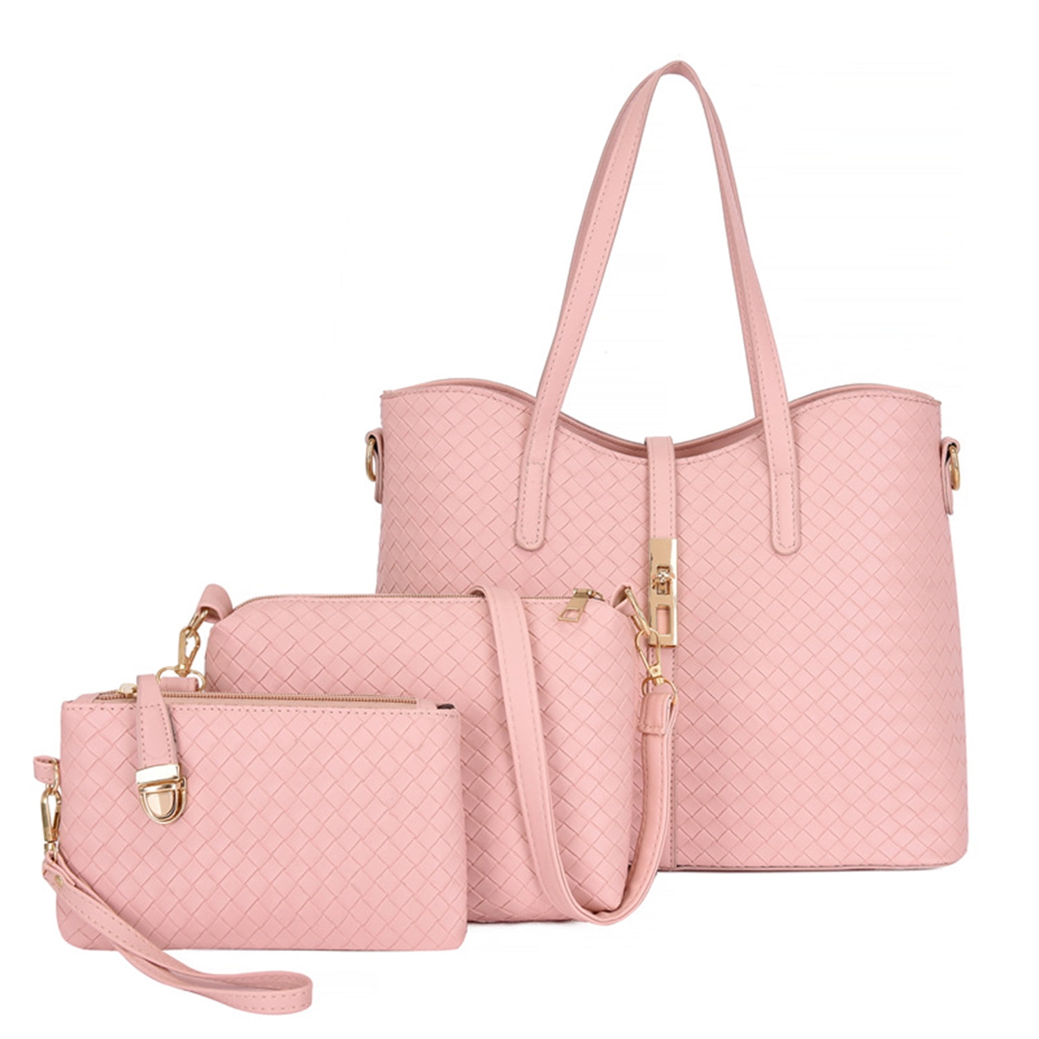 Quilted Detail Bag Sets Solid Color Tote Bag Shoulder Chain - Temu