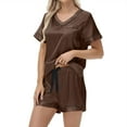 thumbnail image 6 of yievot Silk Pajama for Women Short Sleeve Satin Pj Set Soft Two Piece Sleepwear Loungewear S-XXL, 6 of 7