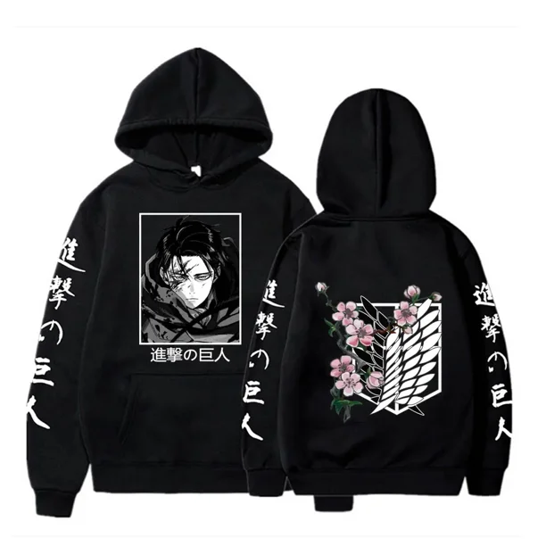 Sudadera con capucha de talla grande de Anime Attack On Titan, ropa con capucha gráfica Levi para hombres y mujeres, sudadera cálida de otoño, ropa de calle Harajuku, Tops