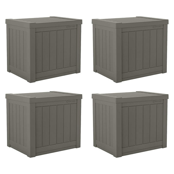 Suncast SS500ST 22 Gallon Small Resin Outdoor Patio Storage Deck Box (4 Pack)