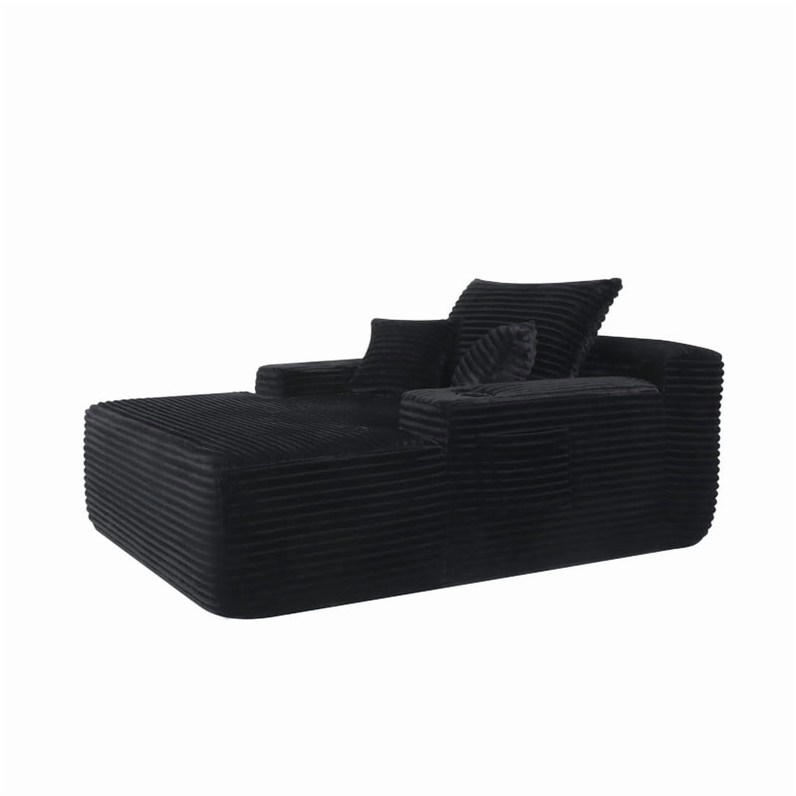 Oversized Chaise Lounge Chair with Cup Holders, Boneless Upholstere Sleeper Chair Deep Seat Sofa Bed Cloud Couch for Living Room, No Assembly Required